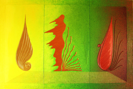 280919  Le tre età della vita.  (trittico polim. mis. cm. 100x150)